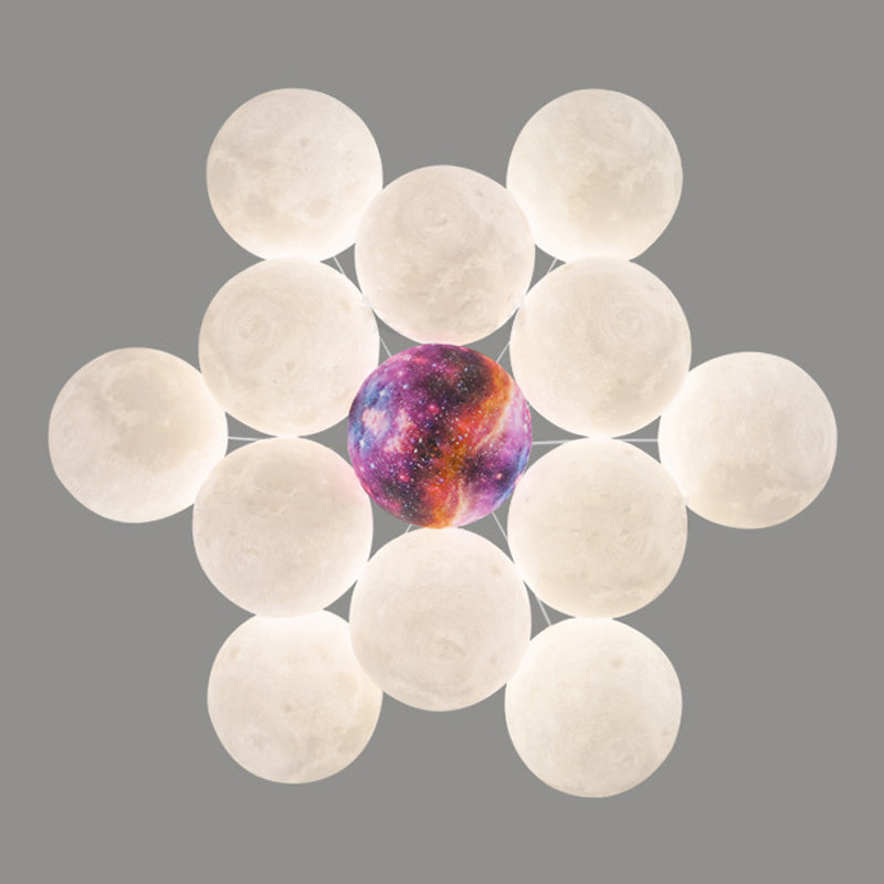 White Plastic Shade Chandelier Lighting Fixture Simple Pendant Light for Living Room