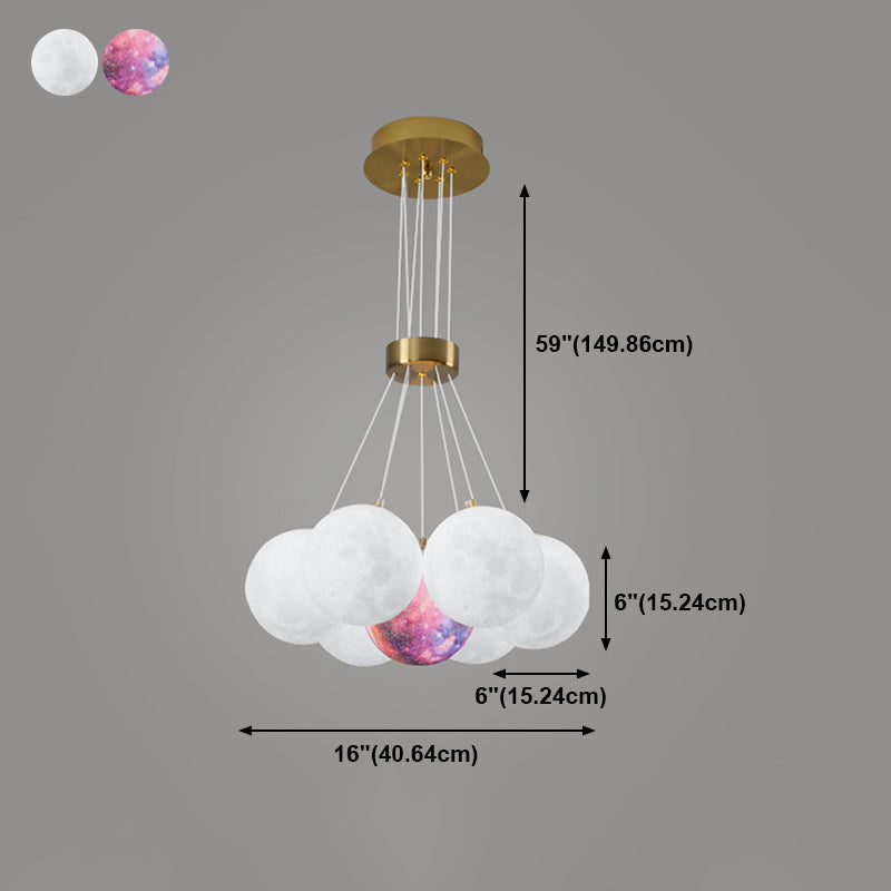 White Plastic Shade Chandelier Lighting Fixture Simple Pendant Light for Living Room