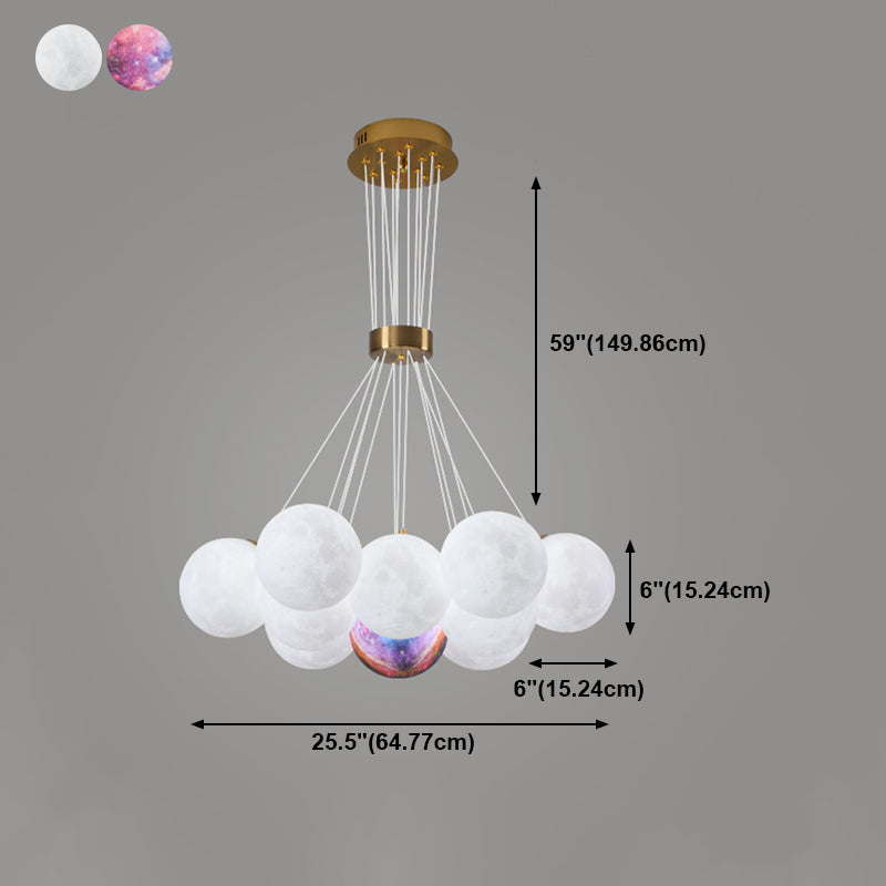 White Plastic Shade Chandelier Lighting Fixture Simple Pendant Light for Living Room