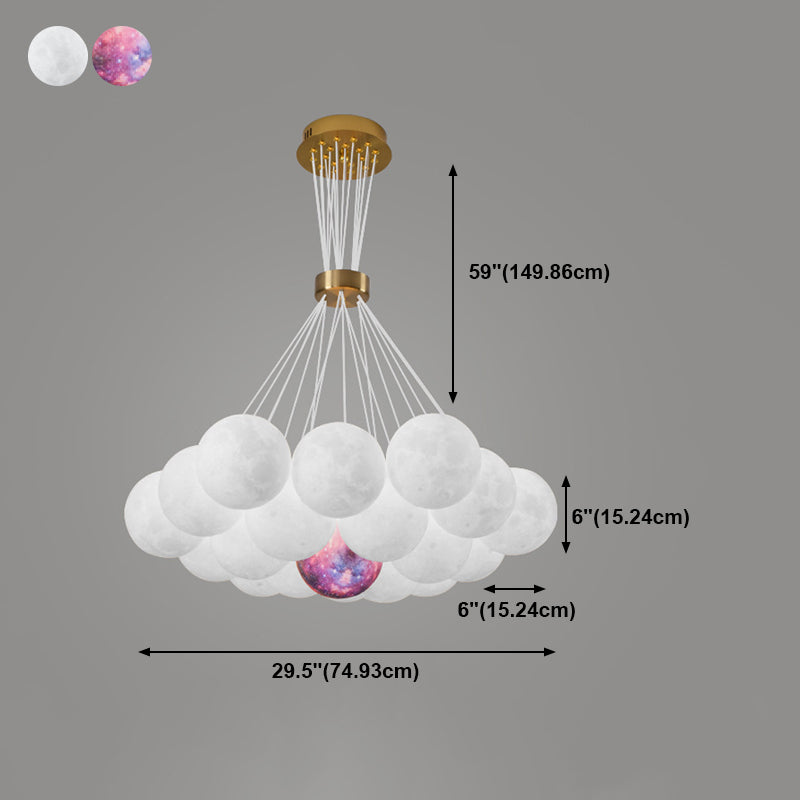 White Plastic Shade Chandelier Lighting Fixture Simple Pendant Light for Living Room