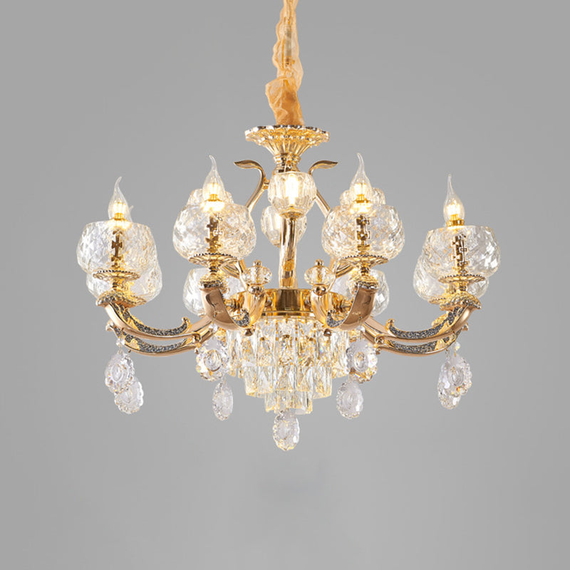 Nordic Style Chandelier Light Gold Living Room Pendant Light with Crystal Drop