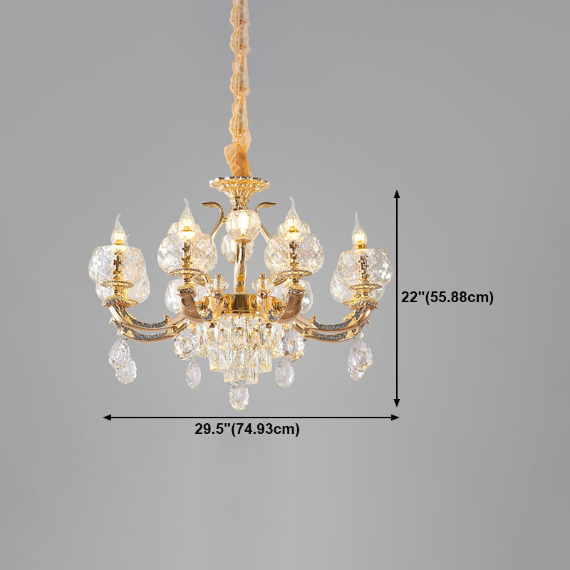 Nordic Style Chandelier Light Gold Living Room Pendant Light with Crystal Drop