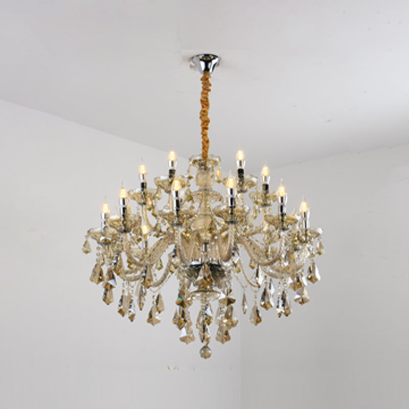 Candlestick Chandelier Light Fixture Crystal Glass Hanging Lamp for Living Room