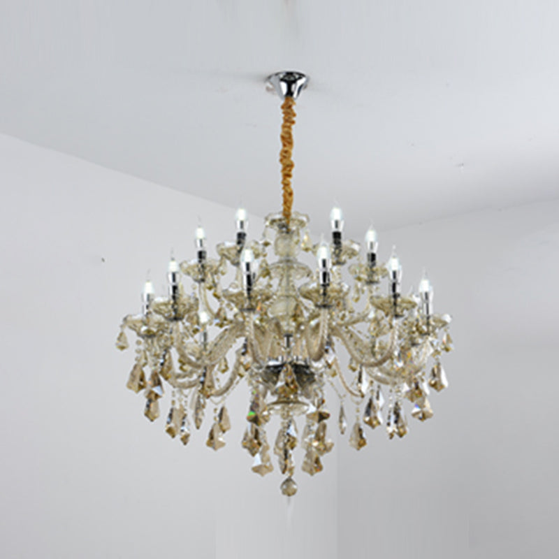 Candlestick Chandelier Light Fixture Crystal Glass Hanging Lamp for Living Room