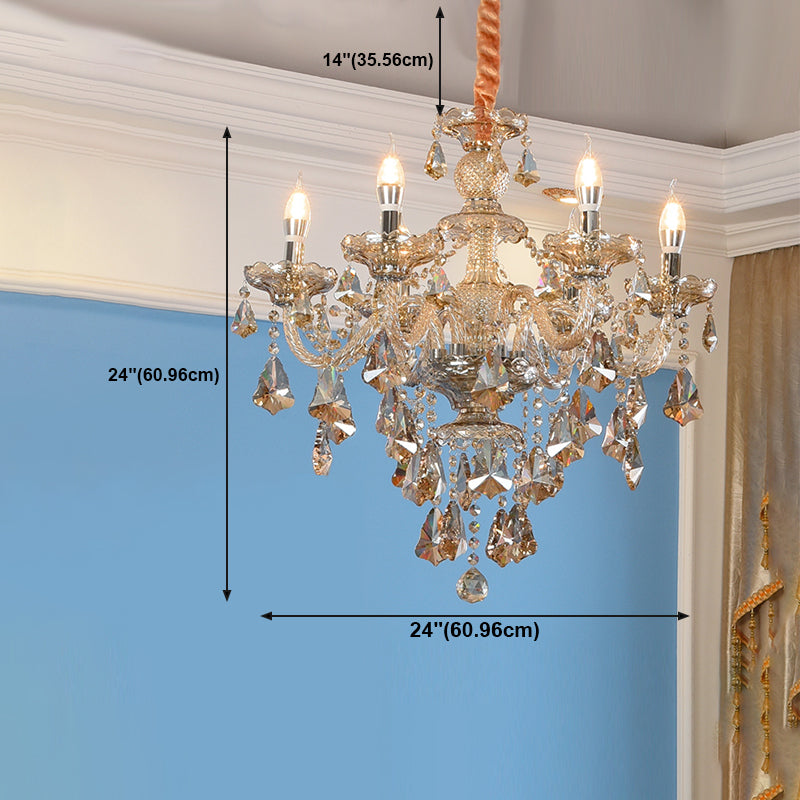 Candlestick Chandelier Light Fixture Crystal Glass Hanging Lamp for Living Room
