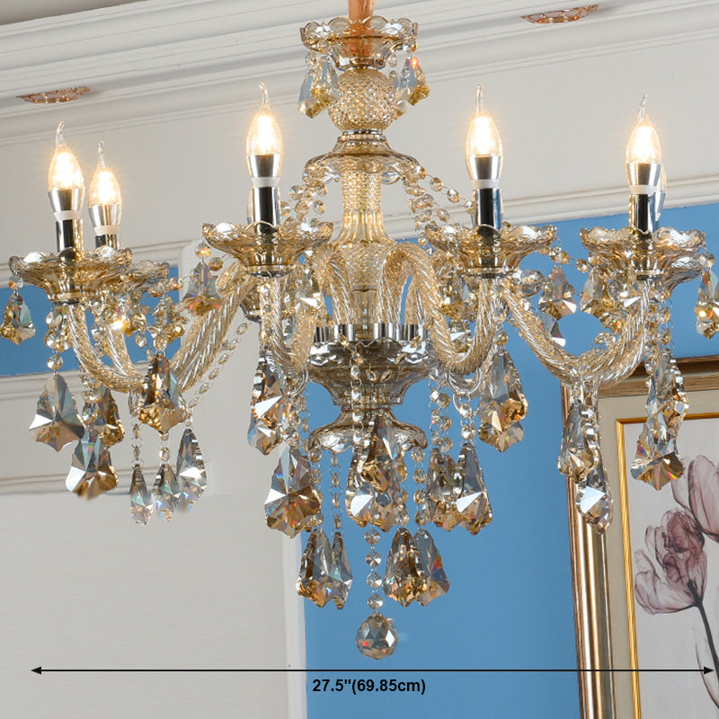 Candlestick Chandelier Light Fixture Crystal Glass Hanging Lamp for Living Room