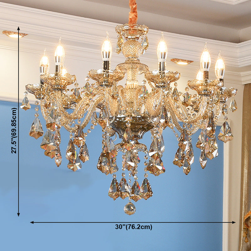 Candlestick Chandelier Light Fixture Crystal Glass Hanging Lamp for Living Room