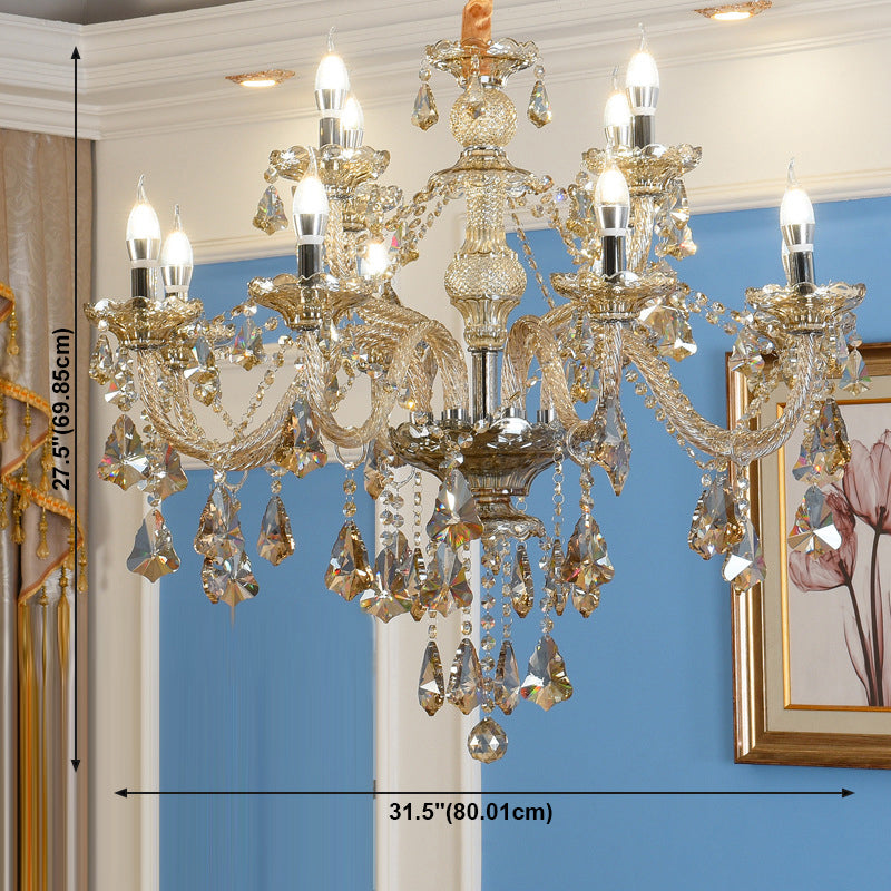 Candlestick Chandelier Light Fixture Crystal Glass Hanging Lamp for Living Room