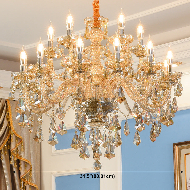Candlestick Chandelier Light Fixture Crystal Glass Hanging Lamp for Living Room