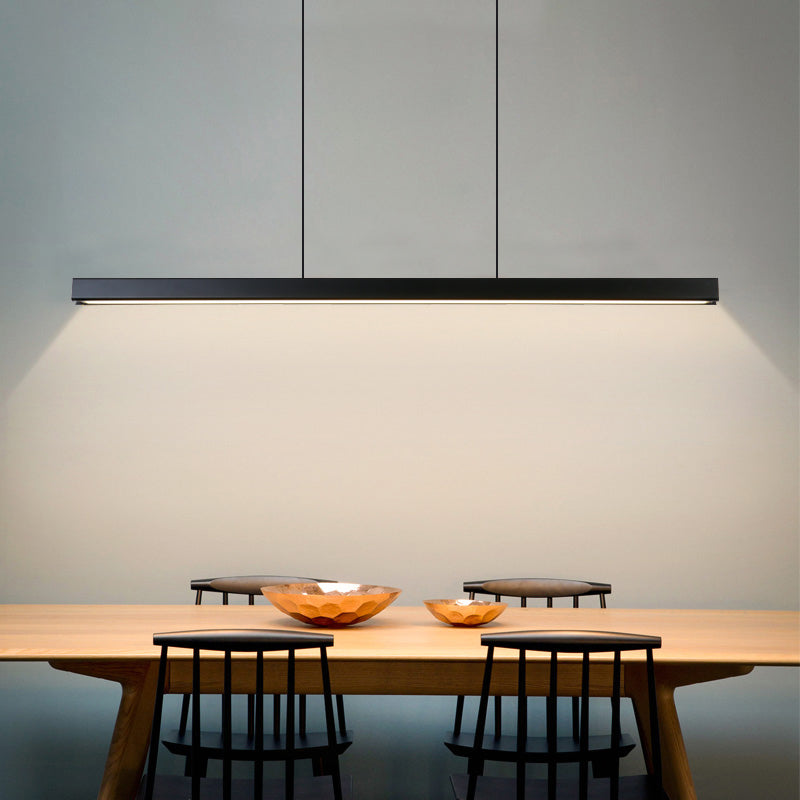 Black Aluminum Island Light Simple Style 1-Light Rectangle Restaurant LED Hanging Lamp