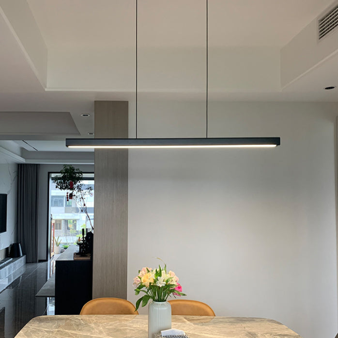 Black Aluminum Island Light Simple Style 1-Light Rectangle Restaurant LED Hanging Lamp