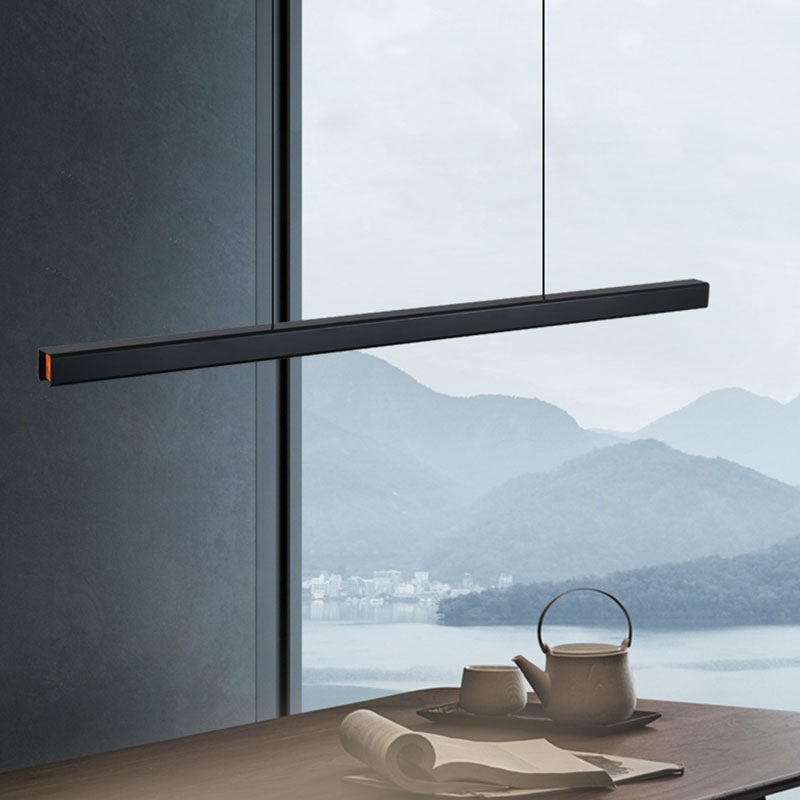 Black Aluminum Island Light Simple Style 1-Light Rectangle Restaurant LED Hanging Lamp