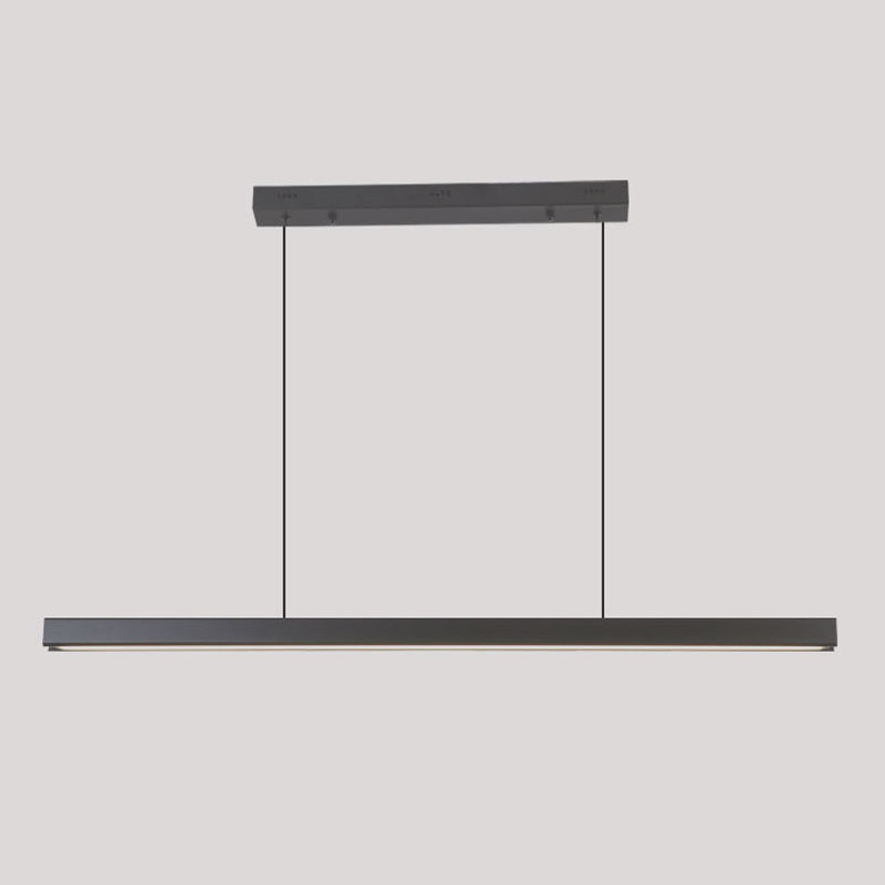 Black Aluminum Island Light Simple Style 1-Light Rectangle Restaurant LED Hanging Lamp
