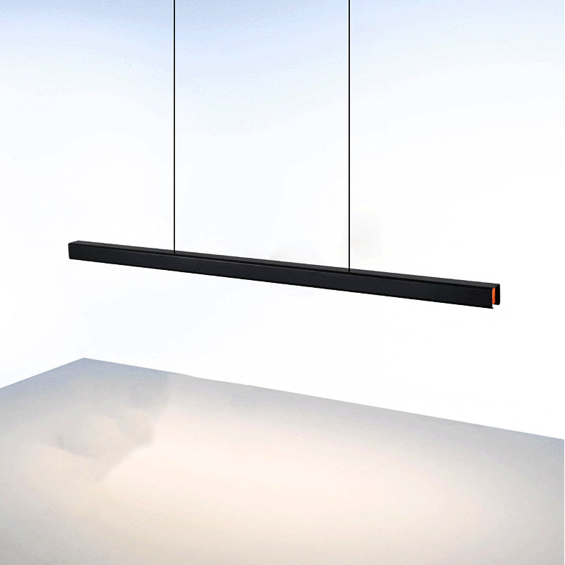 Black Aluminum Island Light Simple Style 1-Light Rectangle Restaurant LED Hanging Lamp
