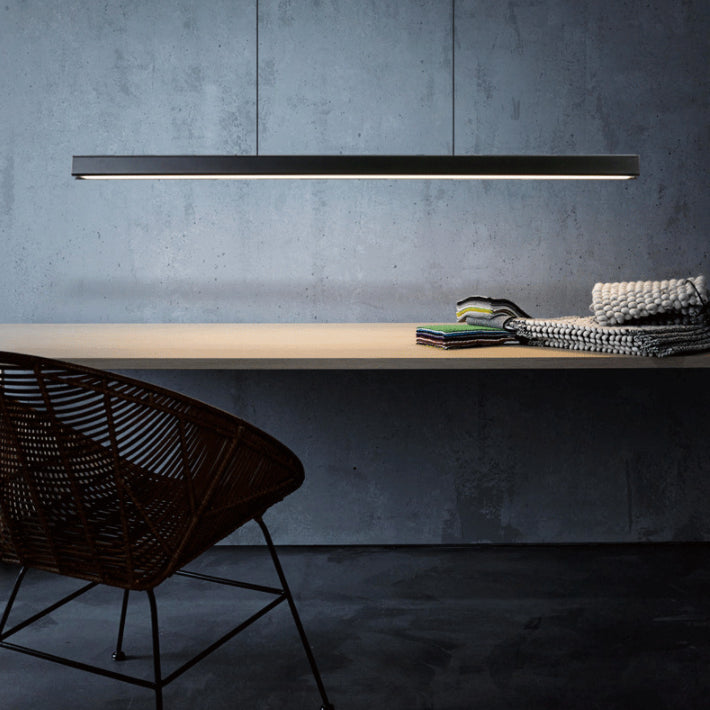 Luz de la isla de aluminio negra Lámpara de colgante de restaurante rectángulo de 1 luces de estilo simple