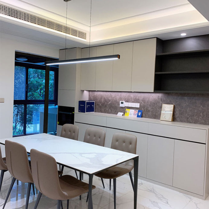 Black Aluminum Island Light Simple Style 1-Light Rectangle Restaurant LED Hanging Lamp