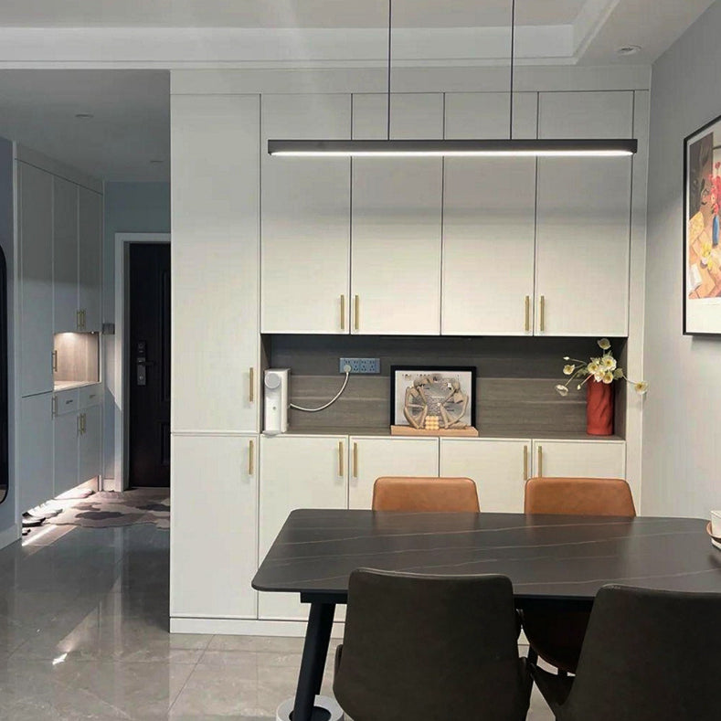 Black Aluminum Island Light Simple Style 1-Light Rectangle Restaurant LED Hanging Lamp