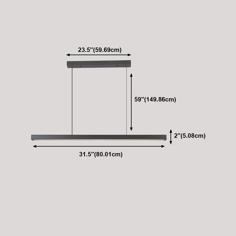 Black Aluminum Island Light Simple Style 1-Light Rectangle Restaurant LED Hanging Lamp