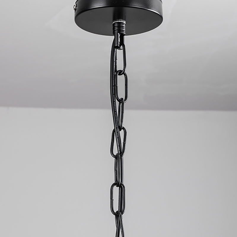 Black Metal Island Light Fixture Industrial Cylinder LED Hanging Lamp with Glass Shade
