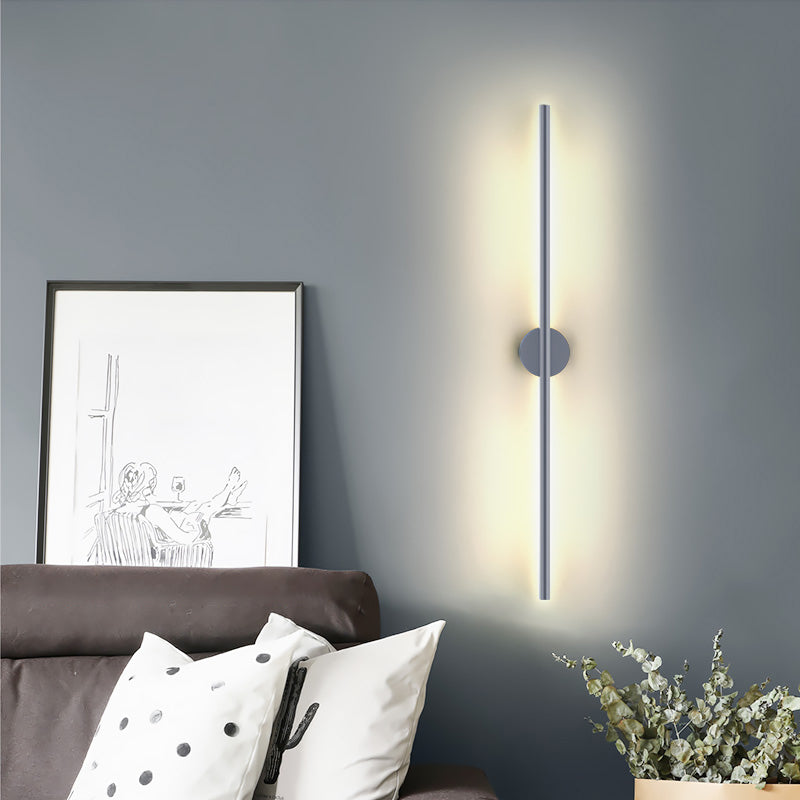 Zeitgenössische graue Wandleuchte gerade Form LED -Wandleuchten mit Metall für Schlafzimmer