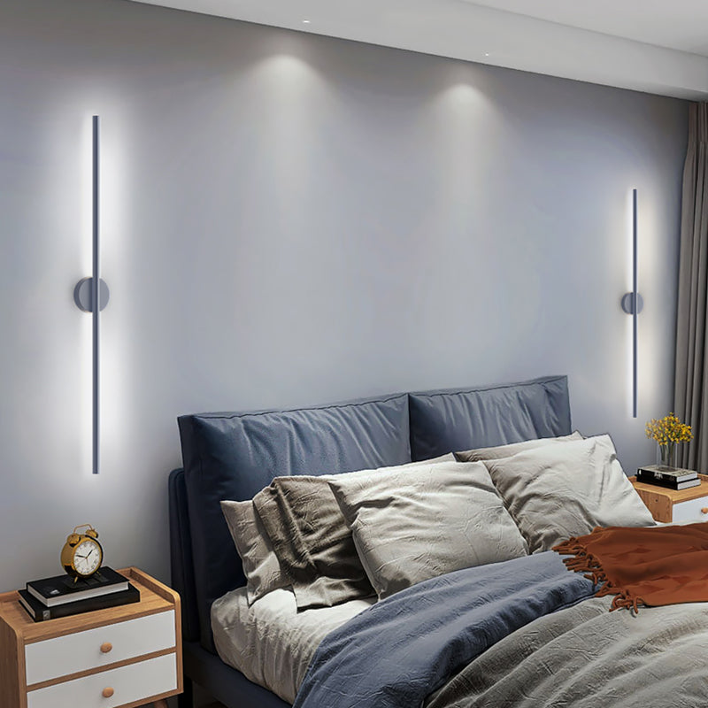 Zeitgenössische graue Wandleuchte gerade Form LED -Wandleuchten mit Metall für Schlafzimmer