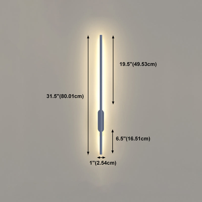 Zeitgenössische graue Wandleuchte gerade Form LED -Wandleuchten mit Metall für Schlafzimmer
