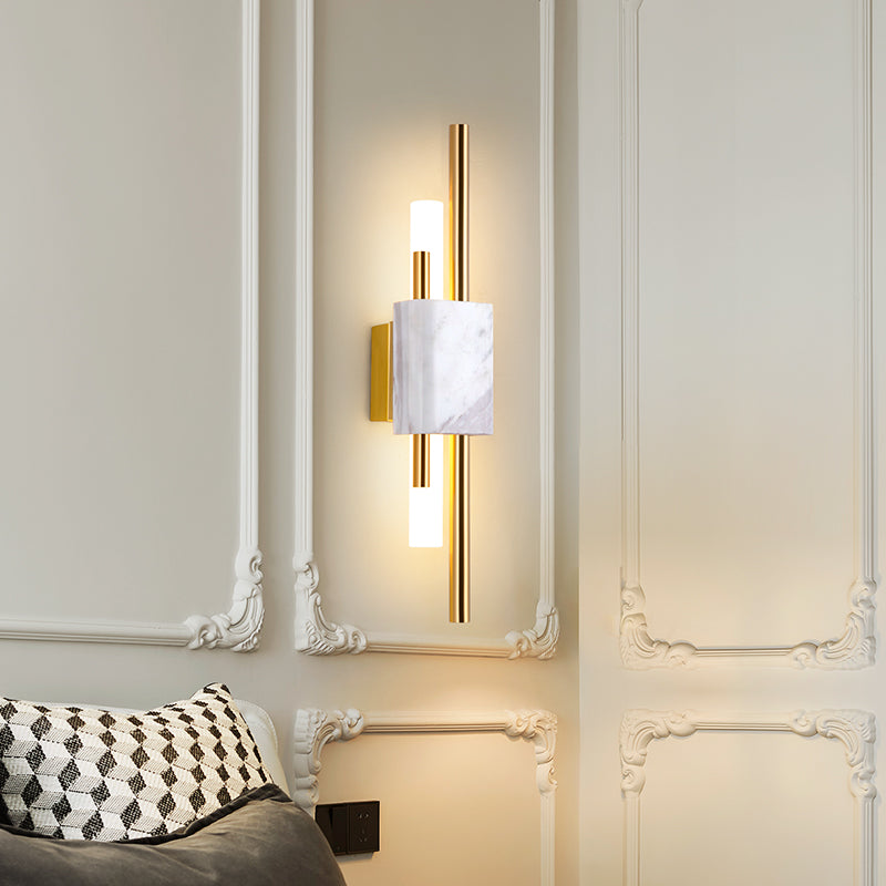 Moderner Stil Metall Wandleuchter Zylinder LED -Wandleuchte mit Marmor für Schlafzimmer