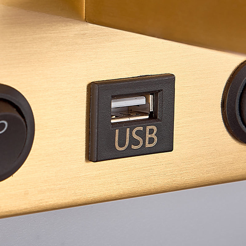 Modernes Metall -Lesen Wandleuchten Quader 2 Lichter Wandleuchte mit natürlicher Sackleinen