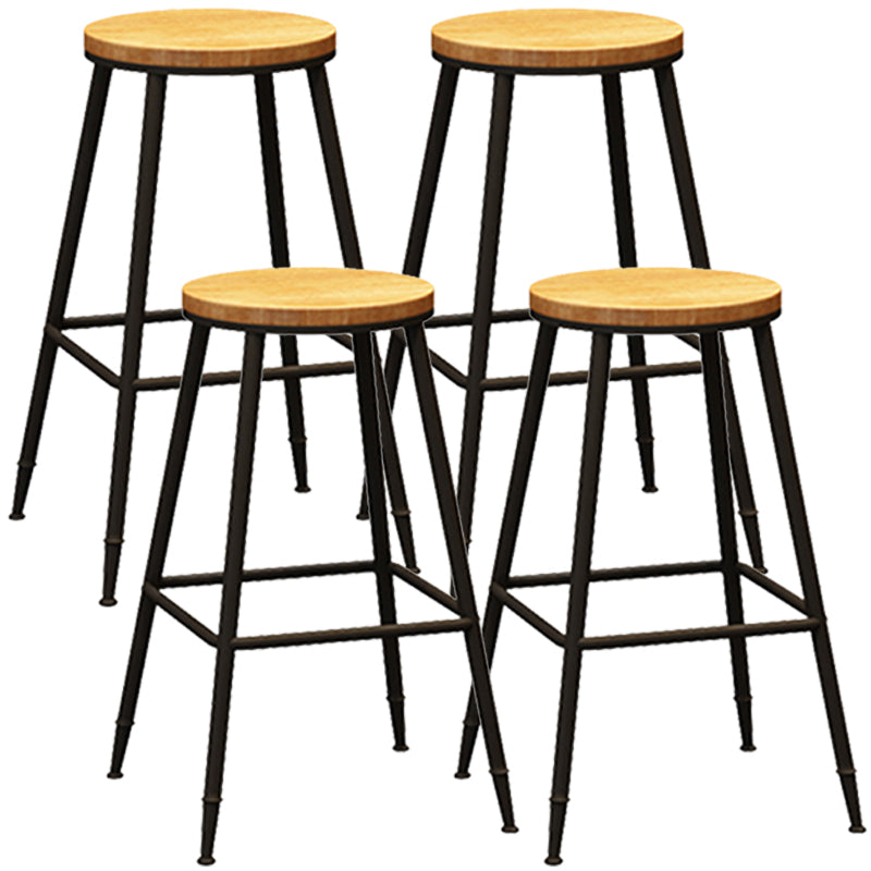 Taburete de bar interior de madera maciza de metal contemporáneo con reposapiés
