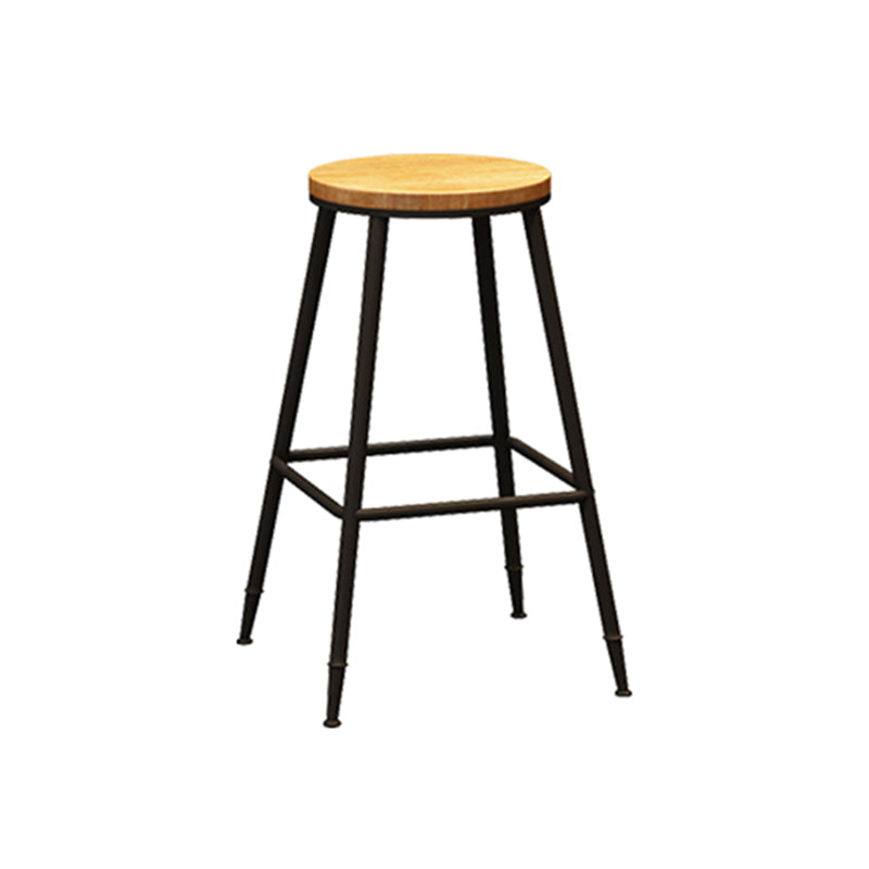 Taburete de bar interior de madera maciza de metal contemporáneo con reposapiés