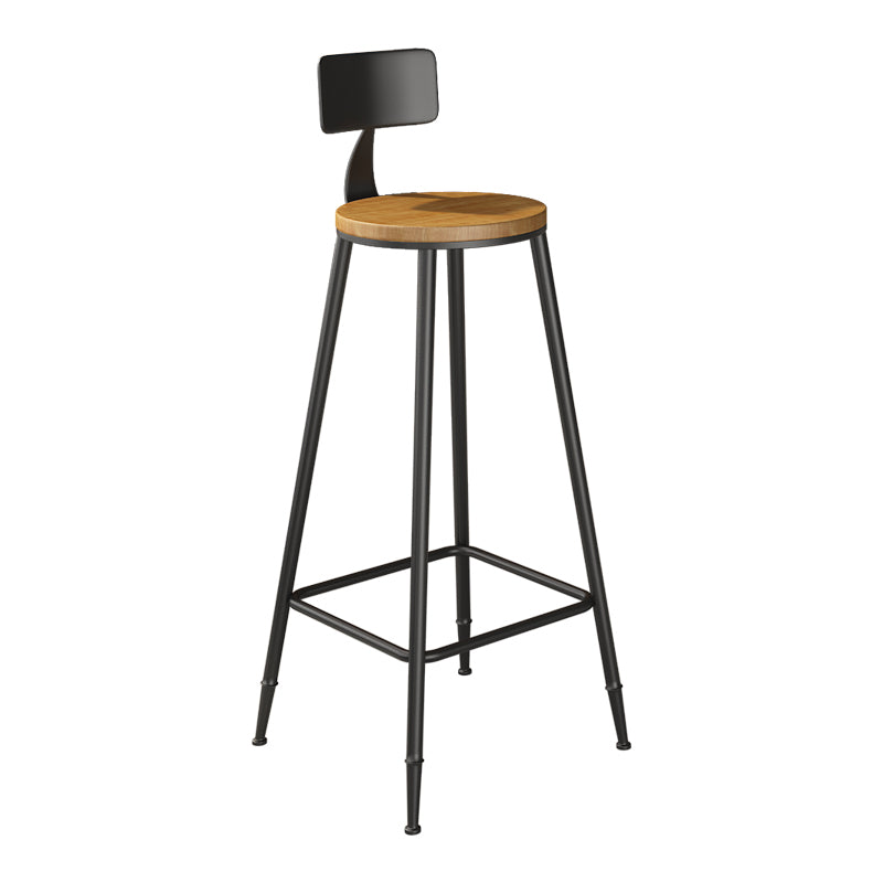 Taburete de bar interior de madera maciza de metal contemporáneo con reposapiés