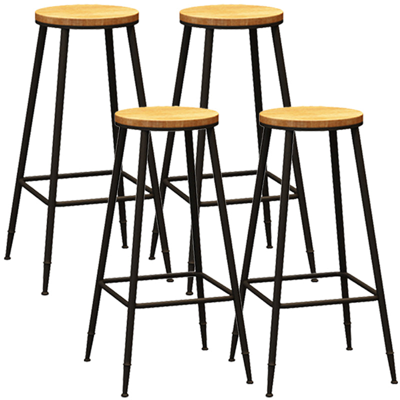 Taburete de bar interior de madera maciza de metal contemporáneo con reposapiés