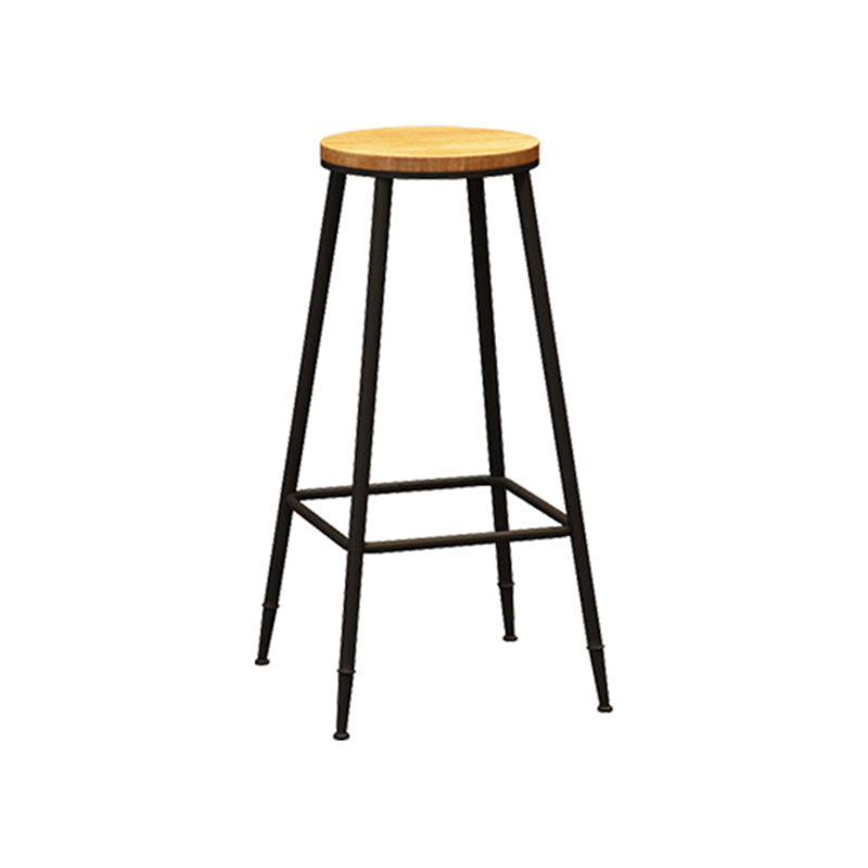 Taburete de bar interior de madera maciza de metal contemporáneo con reposapiés