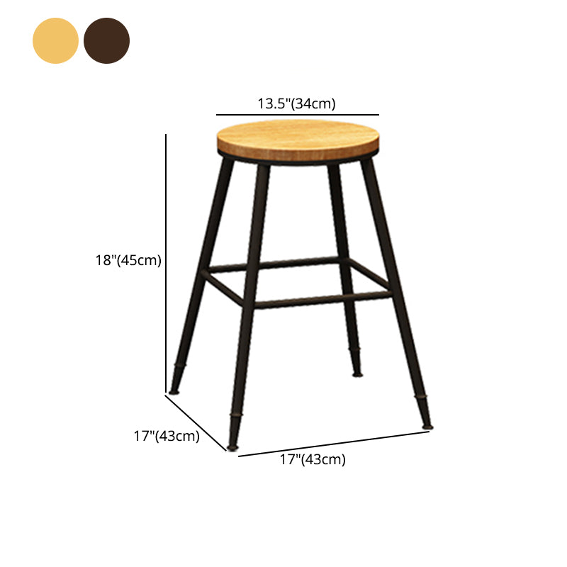 Taburete de bar interior de madera maciza de metal contemporáneo con reposapiés