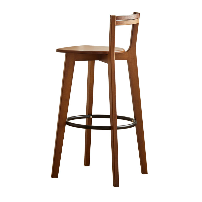 Taburete de bar contemporáneo de madera maciza Taburetes de bar de interior con asiento y reposapiés de madera