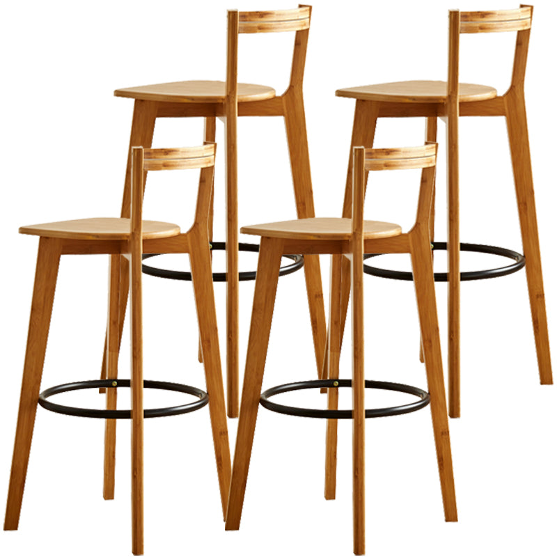 Taburete de bar contemporáneo de madera maciza Taburetes de bar de interior con asiento y reposapiés de madera