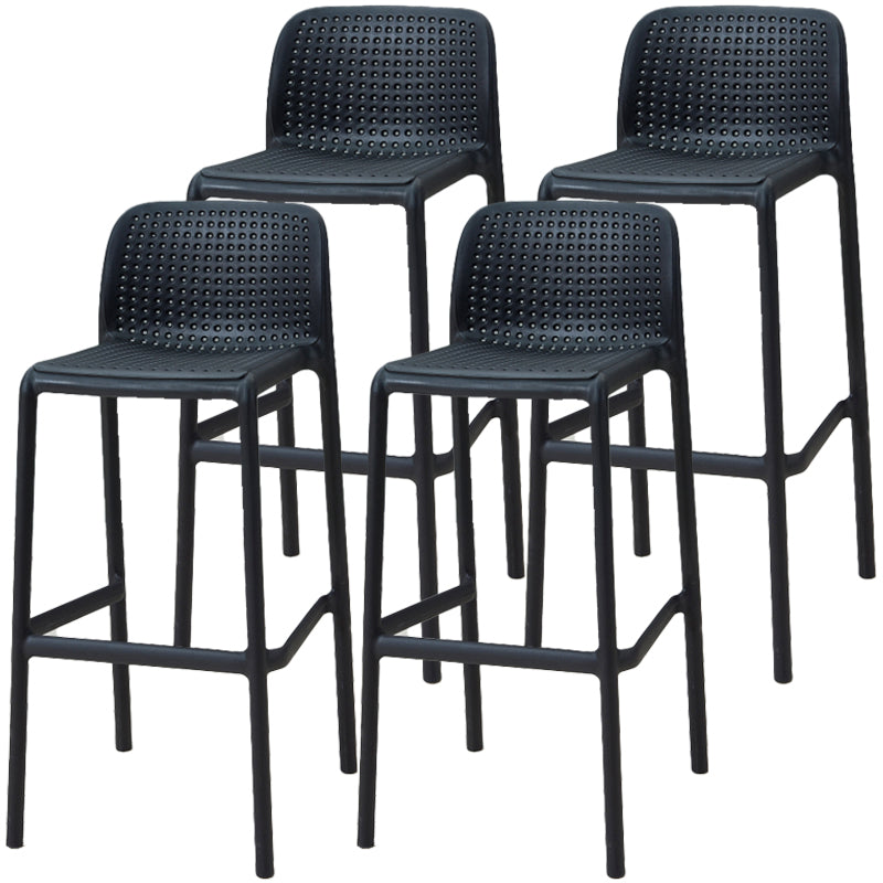 Taburete de bar de estilo escandinavo, patas de PP, asiento rectangular, taburete de bar con respaldo bajo para cocina