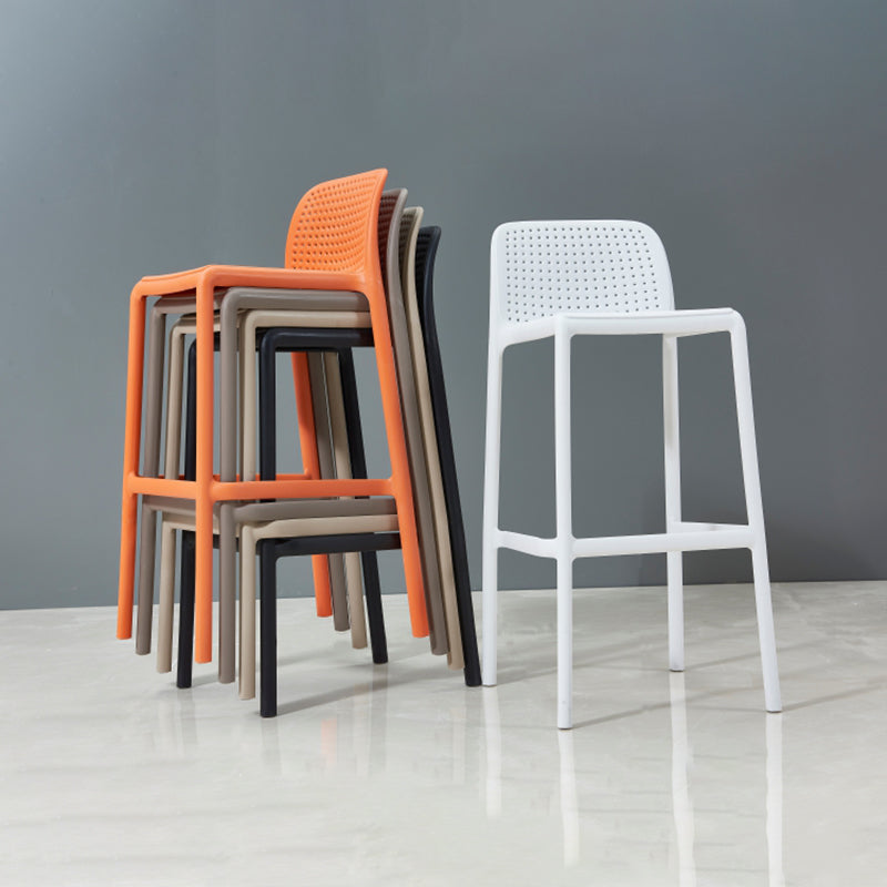 Taburete de bar de estilo escandinavo, patas de PP, asiento rectangular, taburete de bar con respaldo bajo para cocina