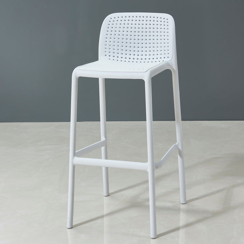 Taburete de bar de estilo escandinavo, patas de PP, asiento rectangular, taburete de bar con respaldo bajo para cocina