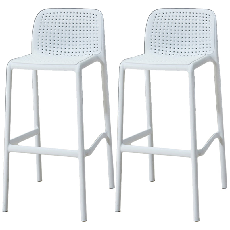 Taburete de bar de estilo escandinavo, patas de PP, asiento rectangular, taburete de bar con respaldo bajo para cocina