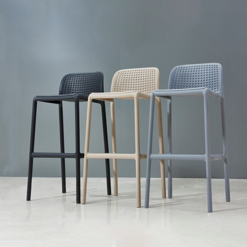 Taburete de bar de estilo escandinavo, patas de PP, asiento rectangular, taburete de bar con respaldo bajo para cocina