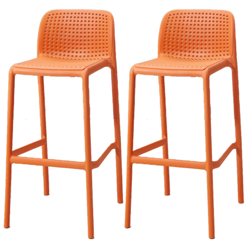 Taburete de bar de estilo escandinavo, patas de PP, asiento rectangular, taburete de bar con respaldo bajo para cocina