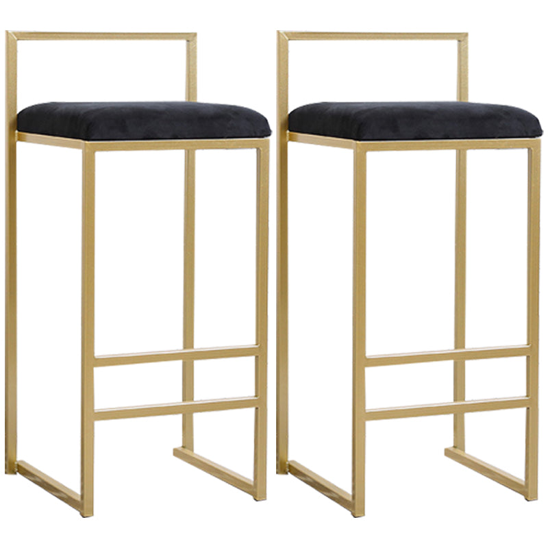 Taburete de bar de metal de estilo moderno con reposapiés y taburete de bar con respaldo bajo para cocina