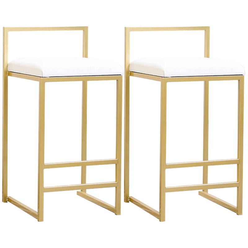 Taburete de bar de metal de estilo moderno con reposapiés y taburete de bar con respaldo bajo para cocina