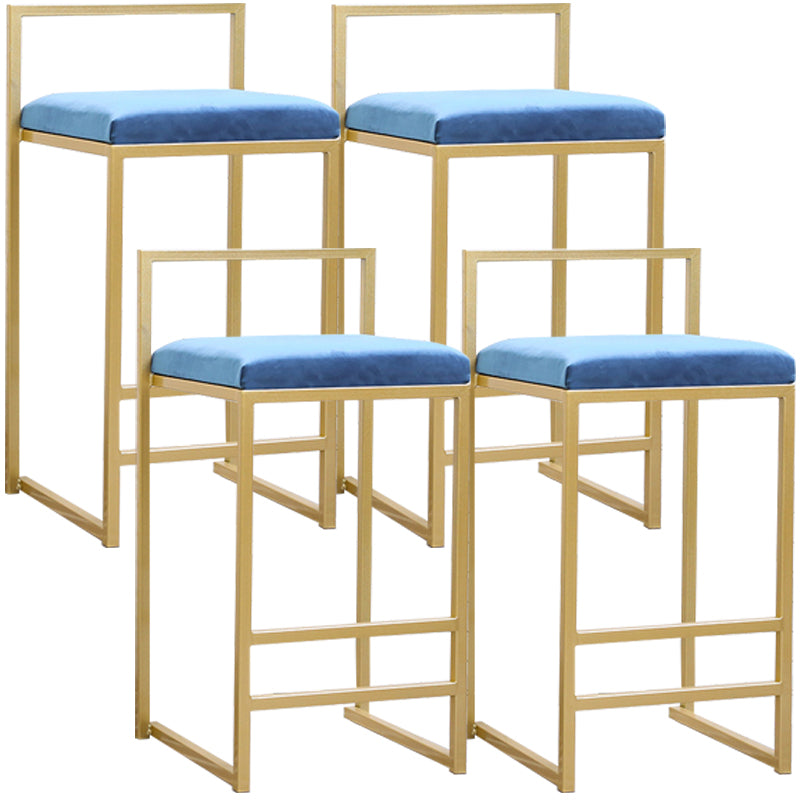 Taburete de bar de metal de estilo moderno con reposapiés y taburete de bar con respaldo bajo para cocina