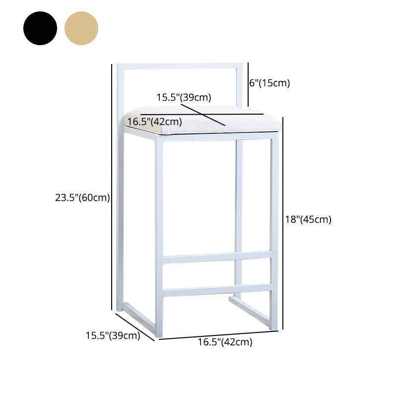 Taburete de bar de metal de estilo moderno con reposapiés y taburete de bar con respaldo bajo para cocina