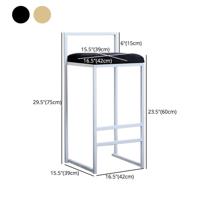 Taburete de bar de metal de estilo moderno con reposapiés y taburete de bar con respaldo bajo para cocina