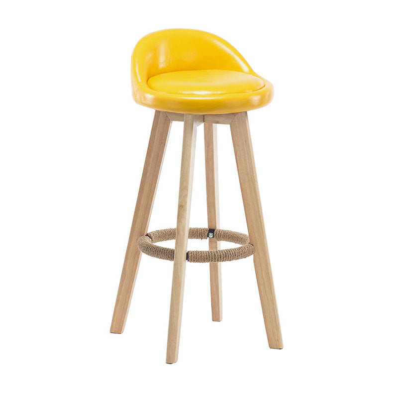 Modern Rotatable Backrest Counter Stool Wood Cafe Bar Stool with Pedal and Cushion