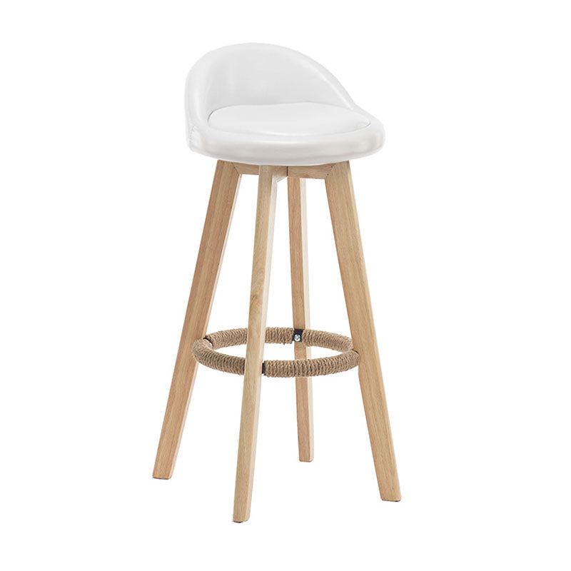 Modern Rotatable Backrest Counter Stool Wood Cafe Bar Stool with Pedal and Cushion