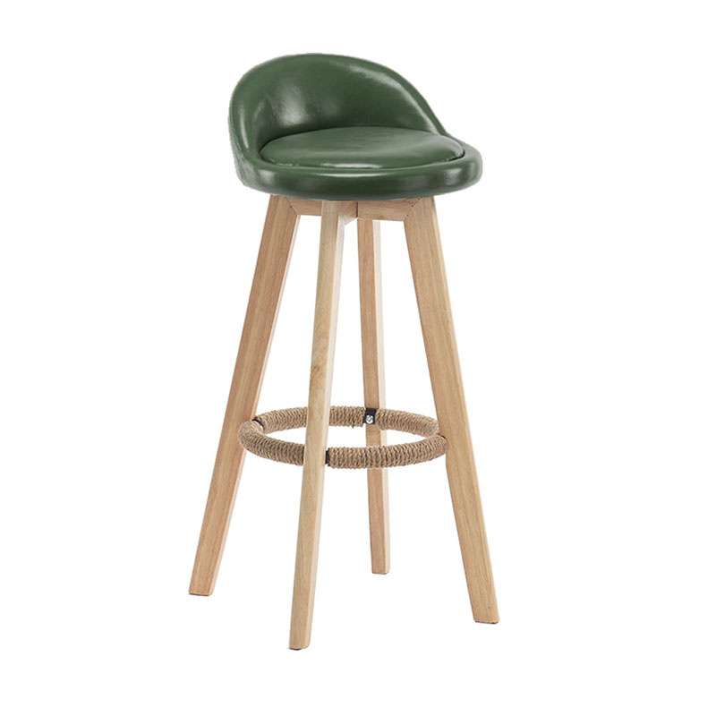 Modern Rotatable Backrest Counter Stool Wood Cafe Bar Stool with Pedal and Cushion